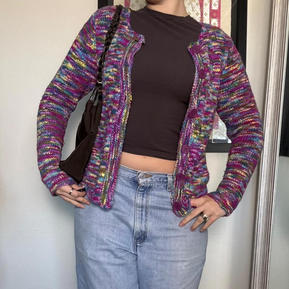Vintage Multicolor Knit Cardigan